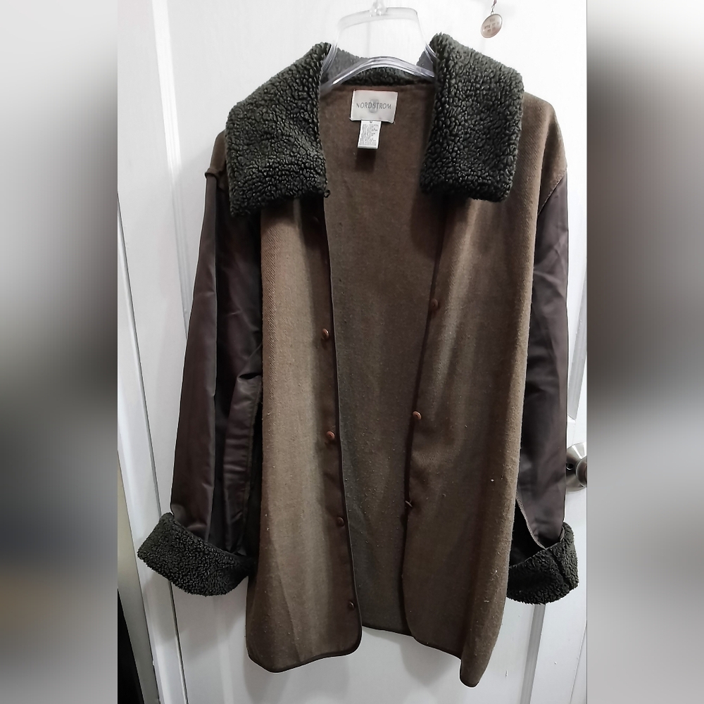 🍁🧥 Nordstrom Boiled Wool Coat with Removable Lining, Size Medium - Picture 2 of 7